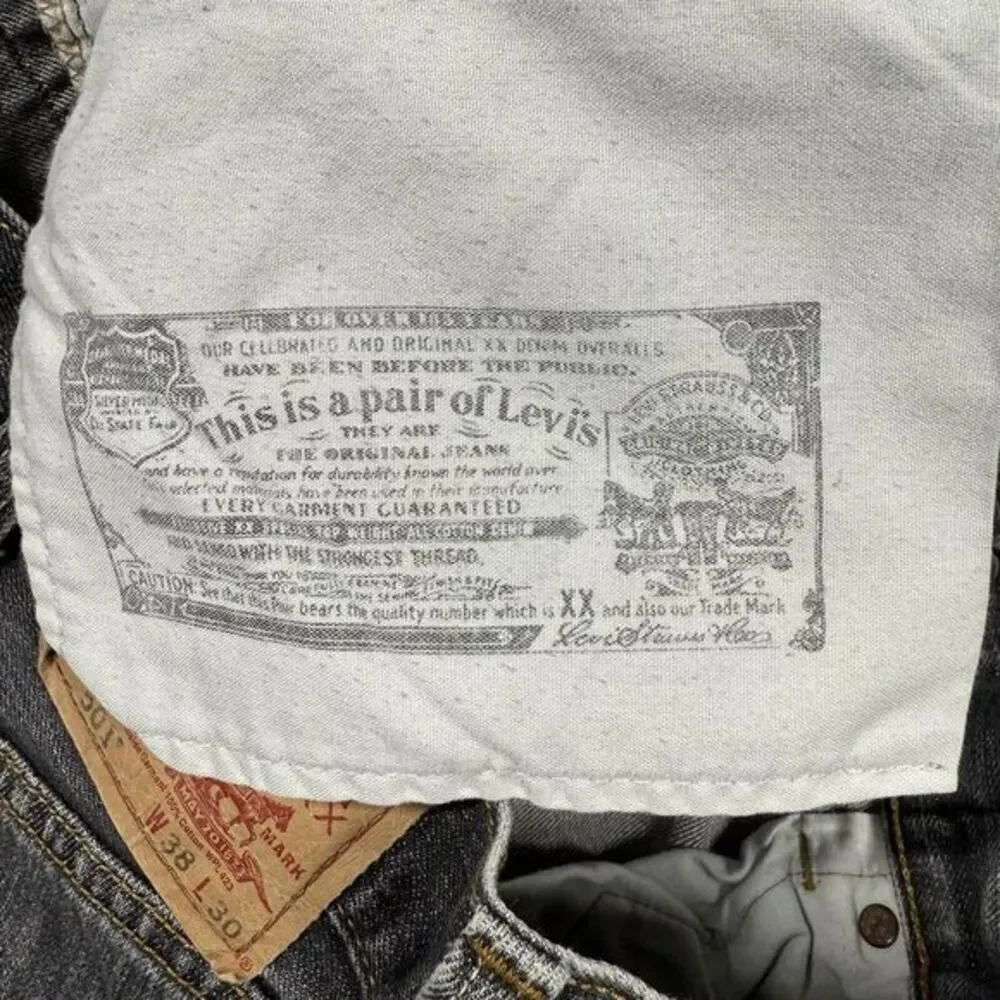 Vintage Levis 501 Jeans Mens 38x30 Black Button Fly Fade Denim Cowboy‎ Y2K XX